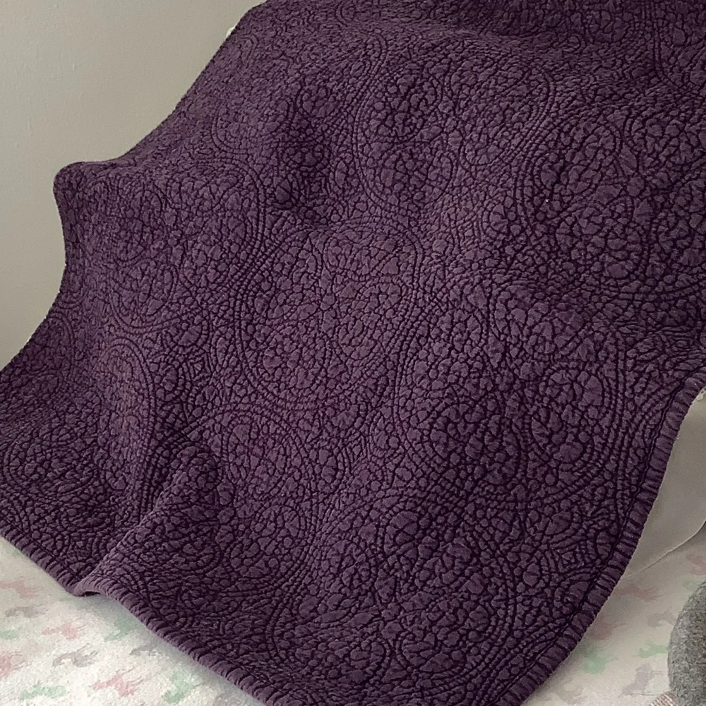 Restoration Hardware Quilted Pillow Sham Pair in Deep Purple